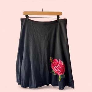 RARE Viola for Anthropologie Wool Blend Goth Glam Whimsy Rosette A Line Skirt